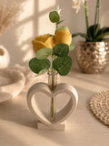 Soliflore Jesmonite & 2 Roses en Cire de Soja – Citron Meringué