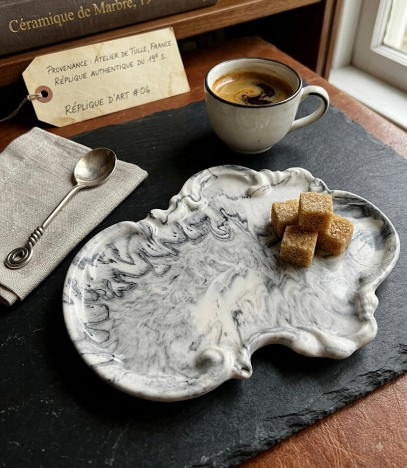 Plateau en Jesmonite Marbre Marron
